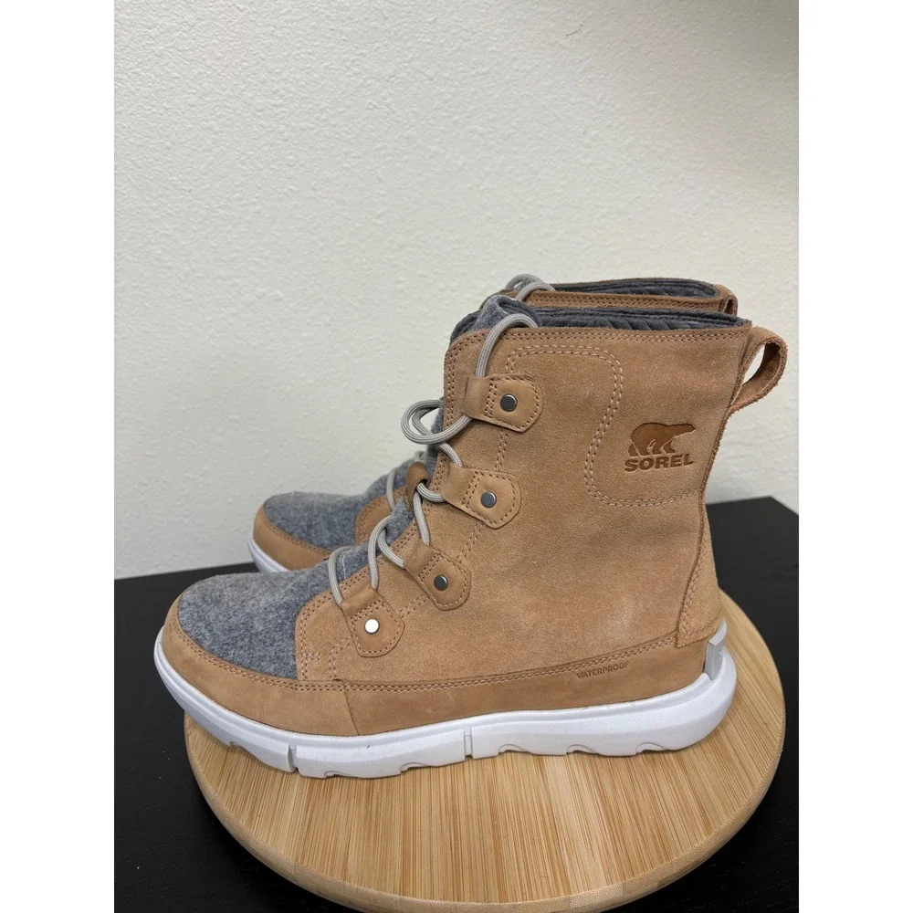 Sorel Explorer II Joan Boot Womens 11 Tan Brown Waterproof Suede Felt NL4460-253